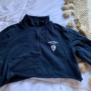 cropped quarter zip up sweatshirt